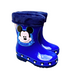 Pair of blue Mickey Face boots for boys, with Mickey's face and blue plush trim, non-slip sole, waterproof