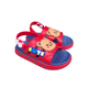 Pair of red Cute Teddy sandals for boys, with a “Cute” teddy bear on the front and a heel strap, non-slip sole, cushioned