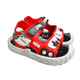 Pair of red Shark sandals for boys, with a shark and a “Sport” hook-and-loop strap, protective toe cap, non-slip sole, cushioned