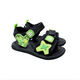 Pair of green Coco Star sandals for boys, with star and dice appliqués and fastening straps