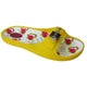 Women's yellow Aqua physiological sandal with a metal buckle and a heart-print insole, side view