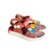Pair of brown Troop Car sandals for boys, with a toy car on the front and a checkered insole, non-slip sole