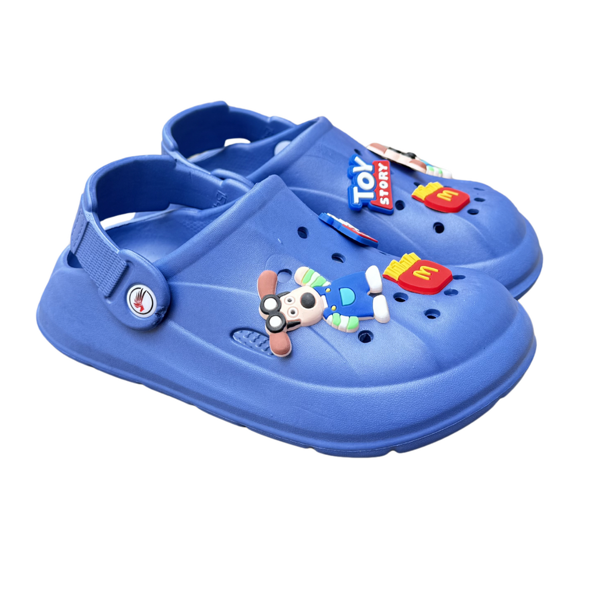 Par de suecos Toy Story azules para niño, con apliques de Toy Story y tira al talón, suela antideslizante y impermeables