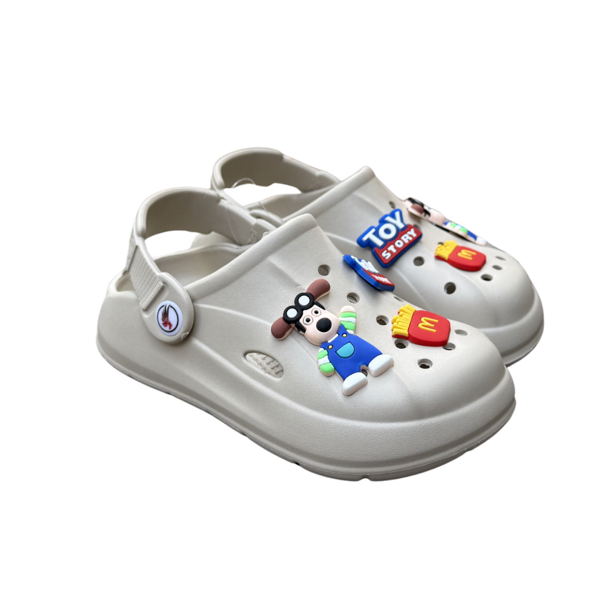 Par de suecos Toy Story beige para niño, con apliques de Toy Story y tira al talón, suela antideslizante y impermeables