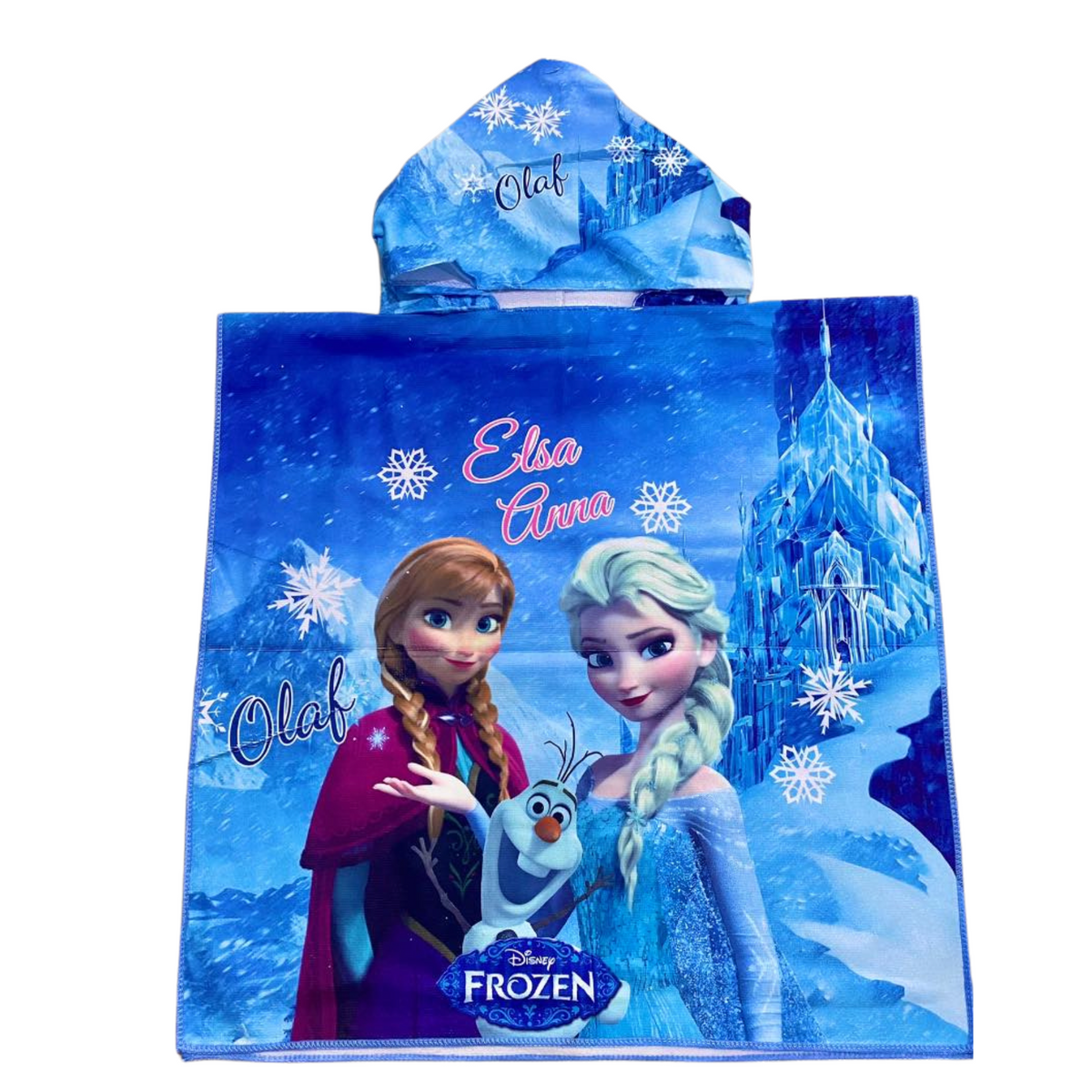 Girls' hooded microfiber Frozen poncho towel with Elsa, Anna and Olaf from Frozen