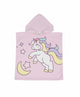 Girls' hooded microfiber Unicorn Moon poncho towel in light pink with a unicorn, moon and stars