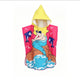 Girls' microfiber Mermaid & Dolphin poncho towel with a mermaid and dolphins and a yellow hood
