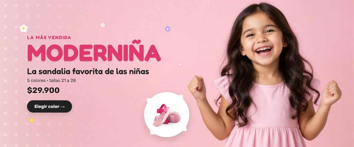 Niña feliz y la sandalia Moderniña, la más vendida de Feels Very Nice